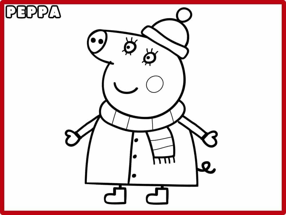 peppa pig para colorear en invierno