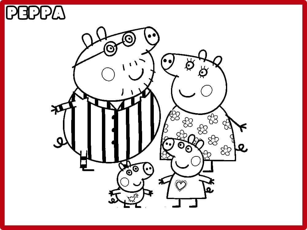peppa y su familia para colorear