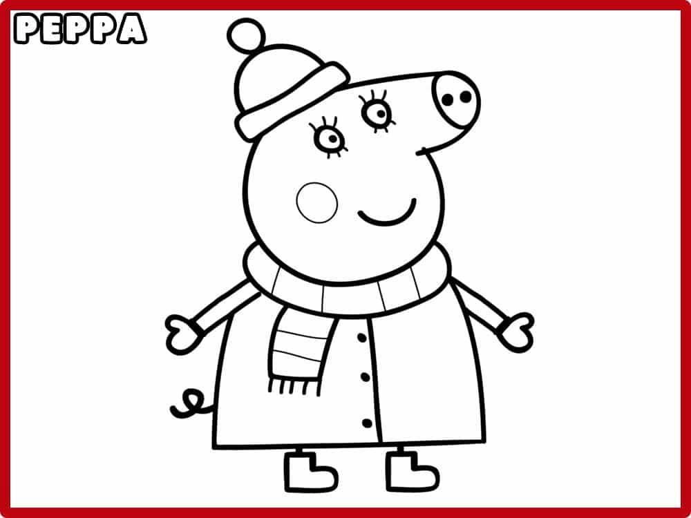 pig para colorear en invierno