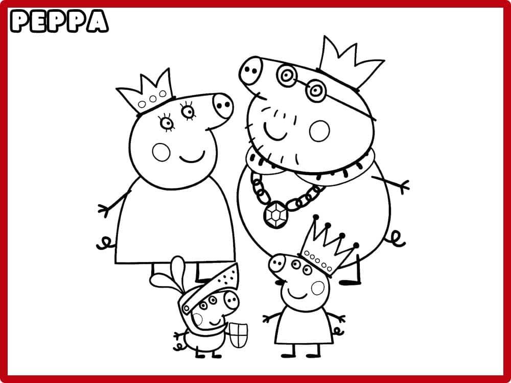 familia peppa pig para colorear