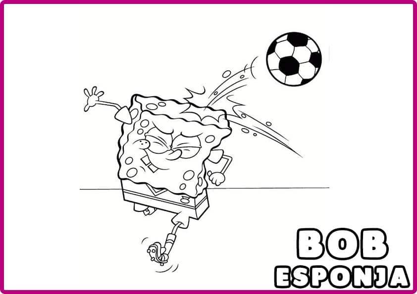 PINTAR A BOB ESPONJA JUGANDO AL FUTBOL