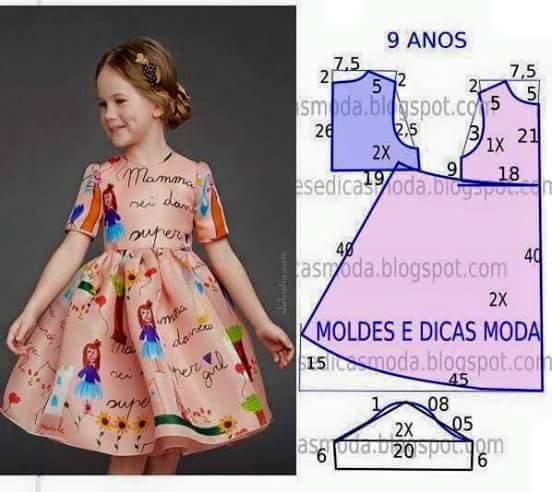 sobras borde montar Costura: 21 patrones de vestidos para niña | Manualidades