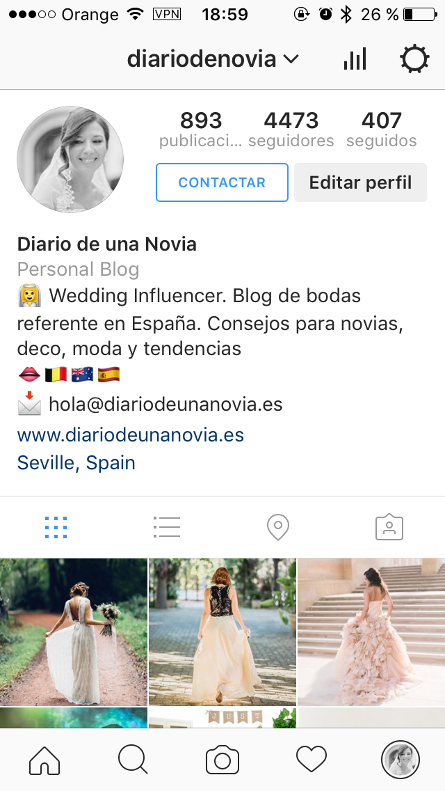 Cuenta de Instagram de Diario de una Novia