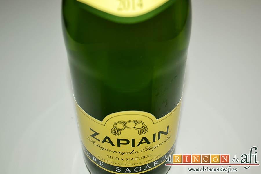 Conejo guisado con sidra y romero, abrimos la botella de sidra natural