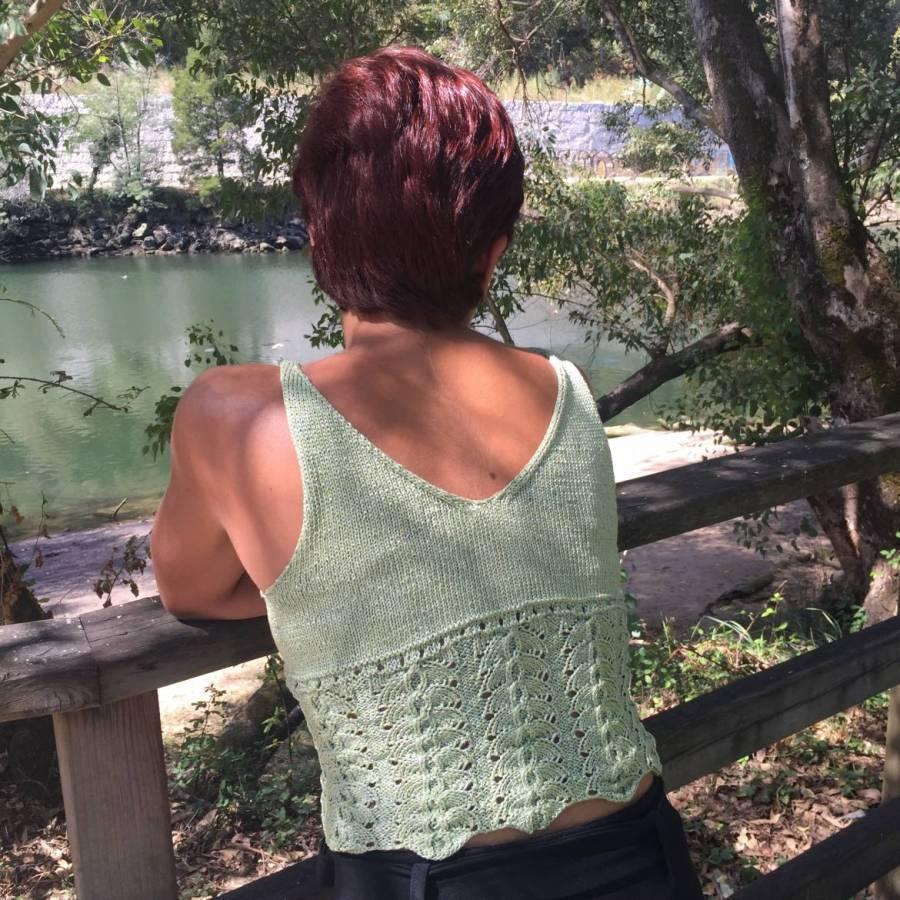 espalda top de punto grafting costura imbisible