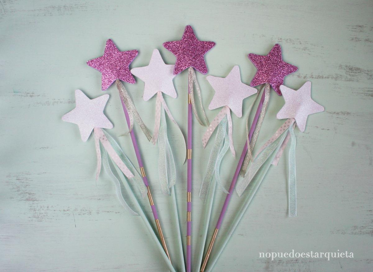 Varitas mágicas para fiestas infantiles. Goma eva. Diy. Hazlo en casa.