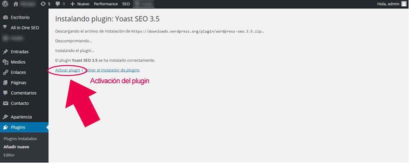 instalar plugin wordpress
