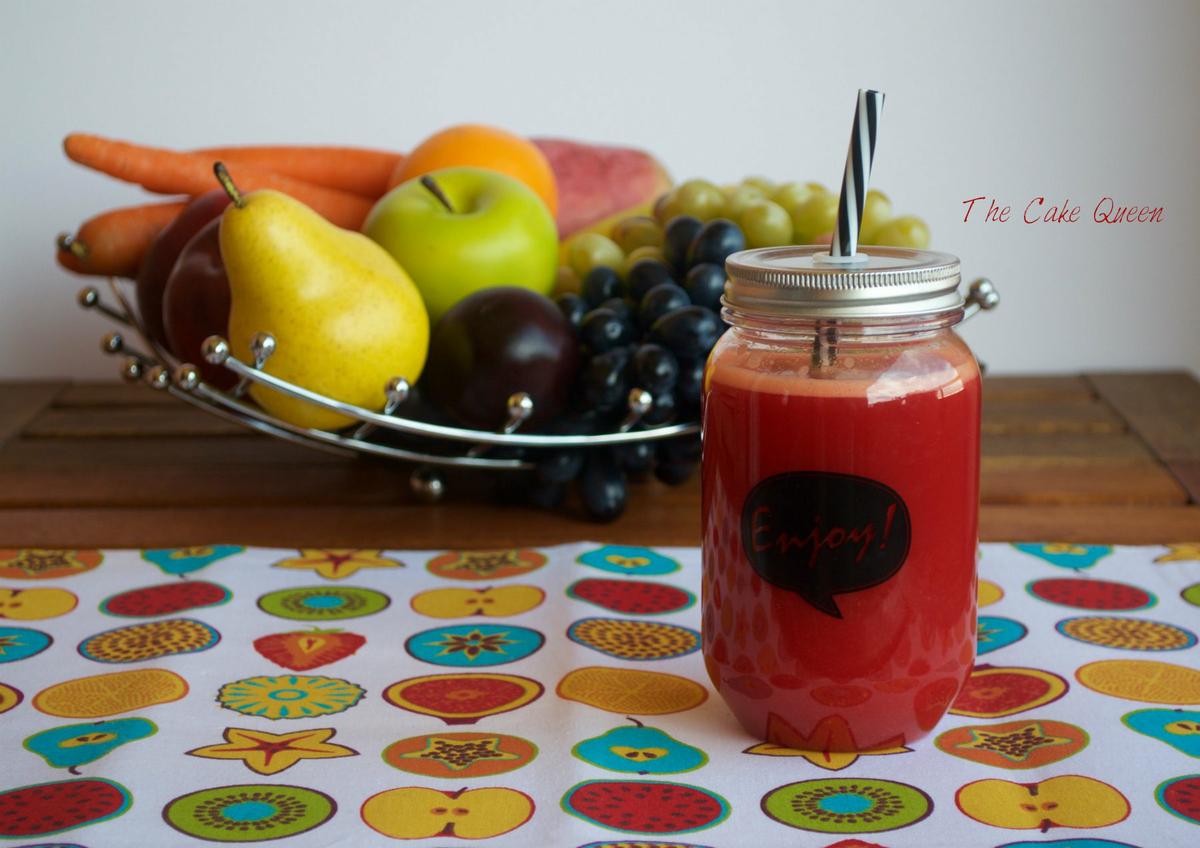 Zumo 3 en 1, naranjas, zanahorias y remolacha un zumo lleno de vitaminas 