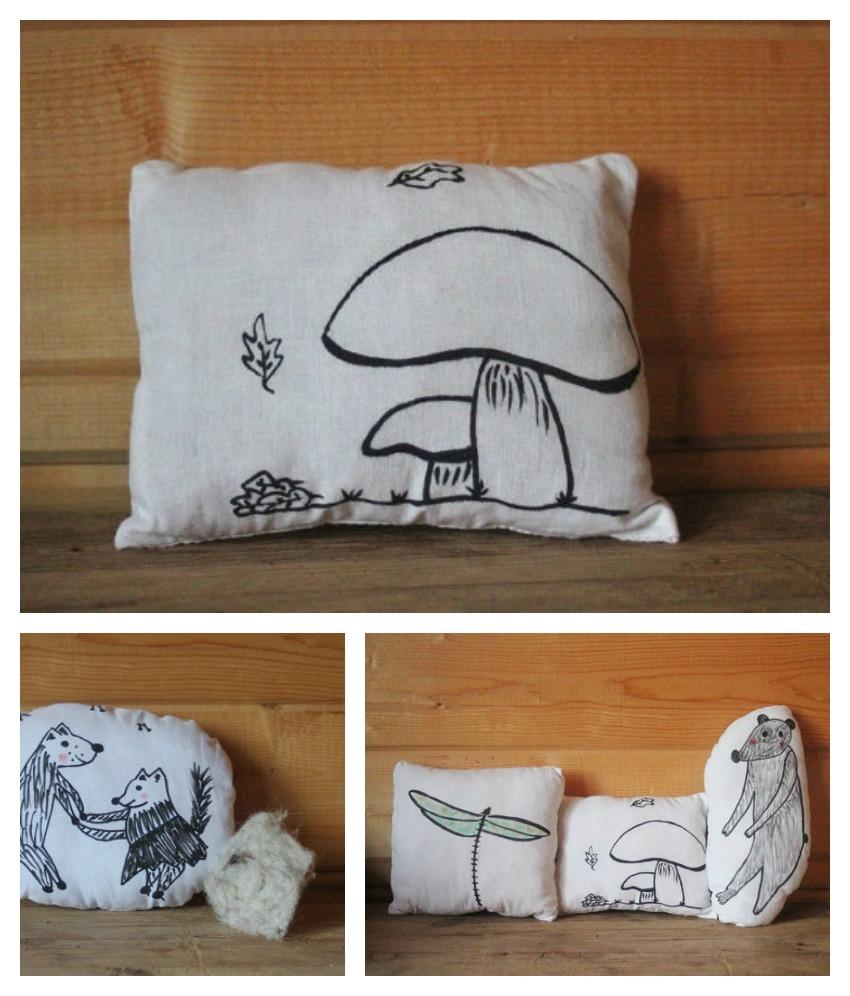 cojín de algodón orgánico setas otoño