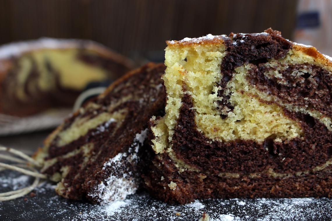 Bizcocho cebra sin lactosa (de queso mascarpone y cacao)