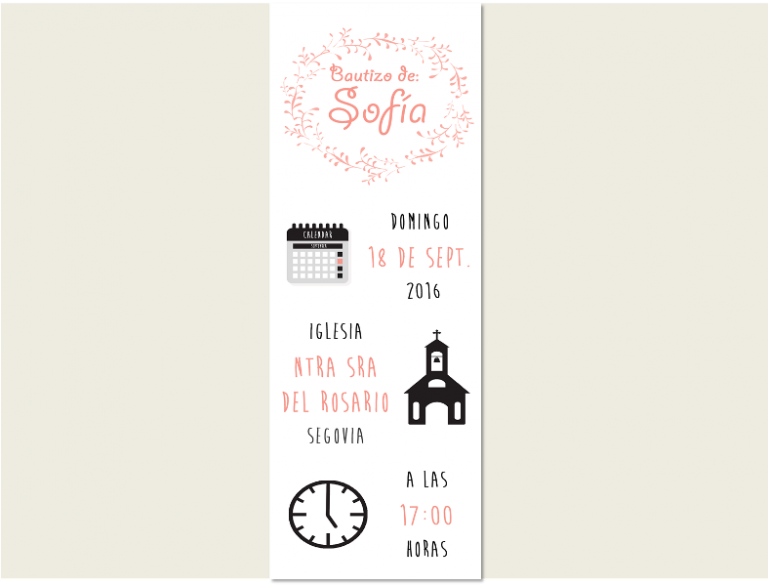 Recordatorios para bautizo de color coral 2