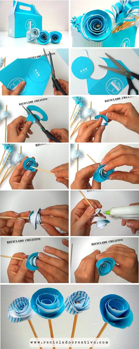 Infographic cómo hacer rosas con cartulina o papel reciclado