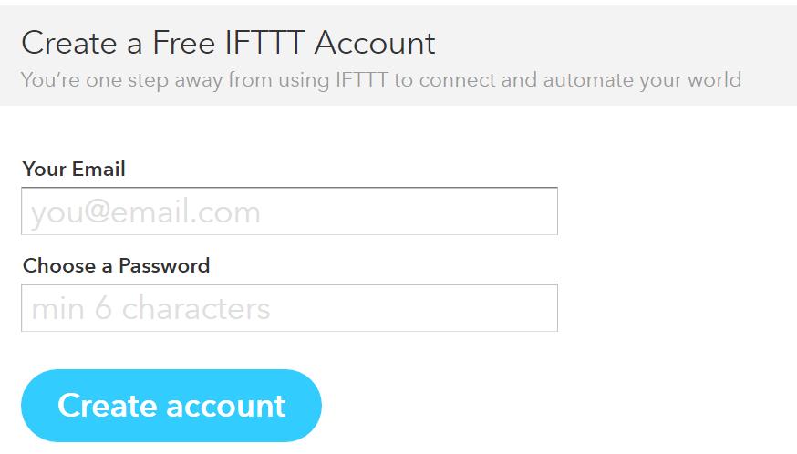 Cómo crear una cuenta en ifttt