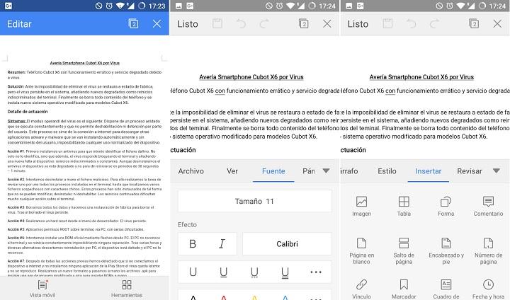 Alternativa a Office Microsoft Android iOS Componente Formatos de lectura Formatos de escritura Writer .doc, .dot, .docx, .dotx, .docm, .dotm, .xml, .rtf, .wps, .wpt .doc, .dot, .docx, .dotx, .docm, .dotm; .rtf, .txt, Kingsoft .wps and .wpt Spreadsheets .xls, .xlsx, .xlsm, .xlt, .csv, .xml, .html, .et, .ett .xls, .xlsx, .xlsm, .xlt, .csv, .et, .ett Presentations .ppt, .pptx, .pps, .ppsx, .pot, .dps, .dpt .ppt, .pps, .pot, .dps and .dpt