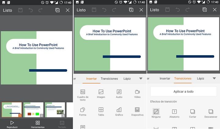 Alternativa a Office Microsoft Android iOS Componente Formatos de lectura Formatos de escritura Writer .doc, .dot, .docx, .dotx, .docm, .dotm, .xml, .rtf, .wps, .wpt .doc, .dot, .docx, .dotx, .docm, .dotm; .rtf, .txt, Kingsoft .wps and .wpt Spreadsheets .xls, .xlsx, .xlsm, .xlt, .csv, .xml, .html, .et, .ett .xls, .xlsx, .xlsm, .xlt, .csv, .et, .ett Presentations .ppt, .pptx, .pps, .ppsx, .pot, .dps, .dpt .ppt, .pps, .pot, .dps and .dpt