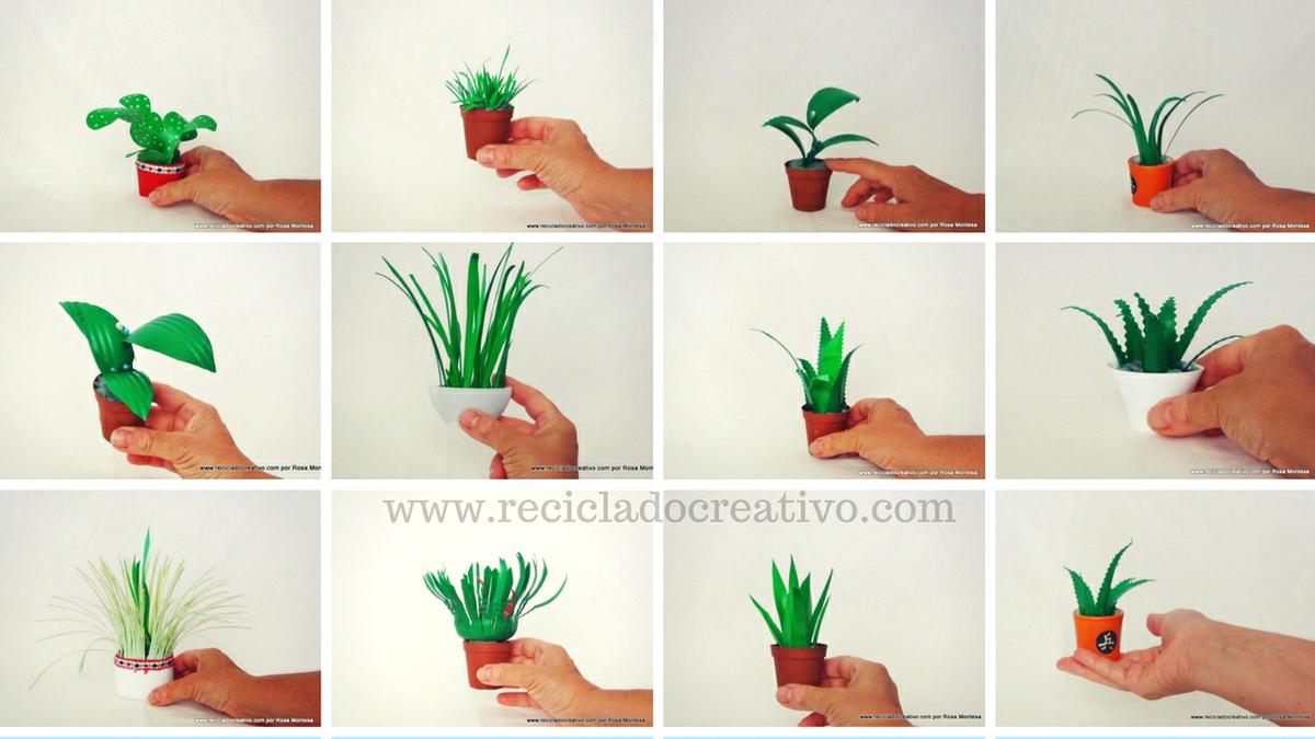 DIY Manualidades miniaturas plantas con botellas de plástico
