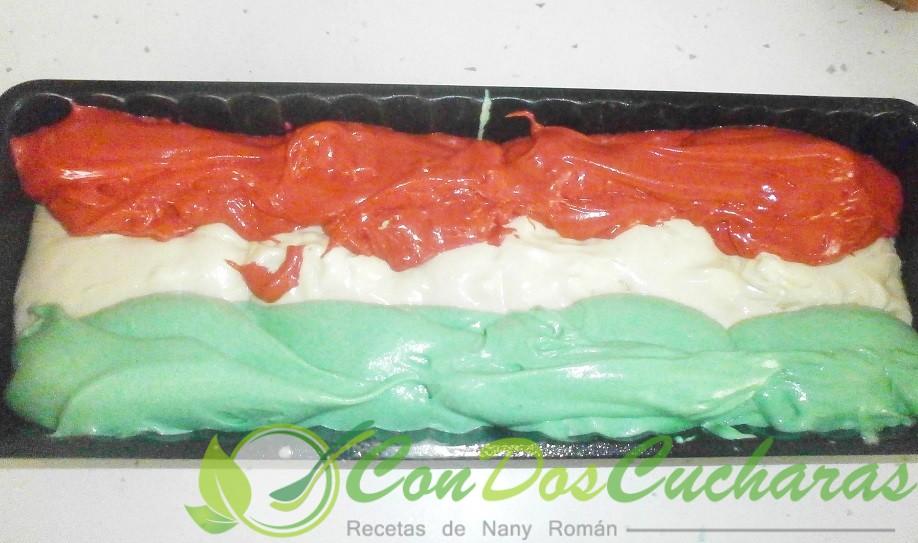 Bizcocho de queso tricolor