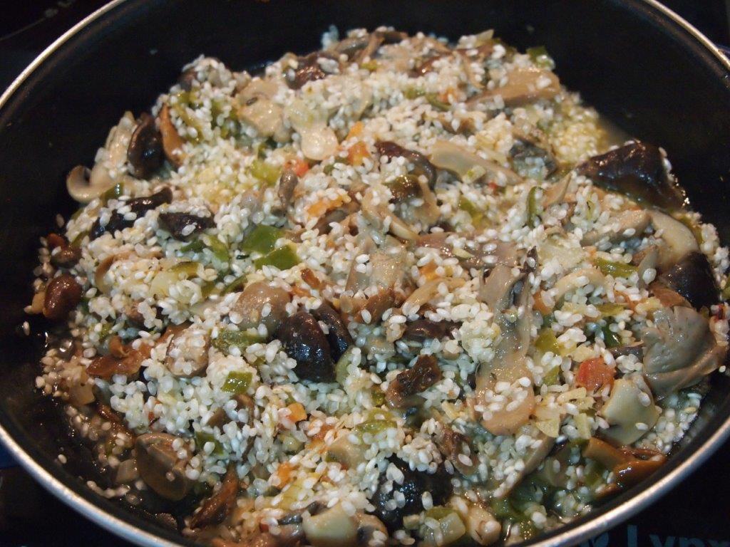 Risotto de setas en proceso