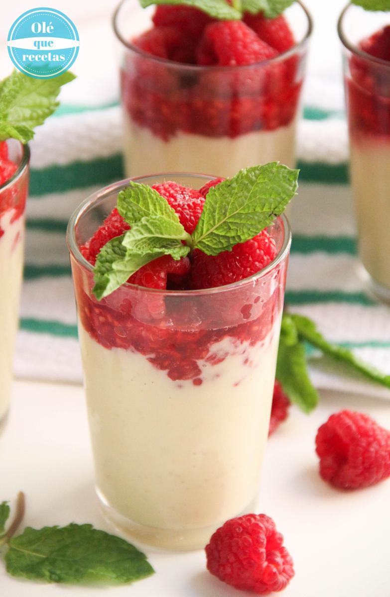 crema dulce de mijo con frambuesas