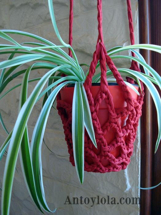 Macetero colgante de trapillo