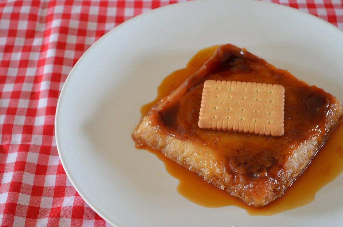 flan de galletas María al microondas