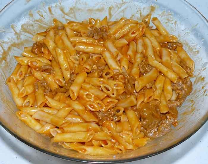 Macarrones con carne gratinados