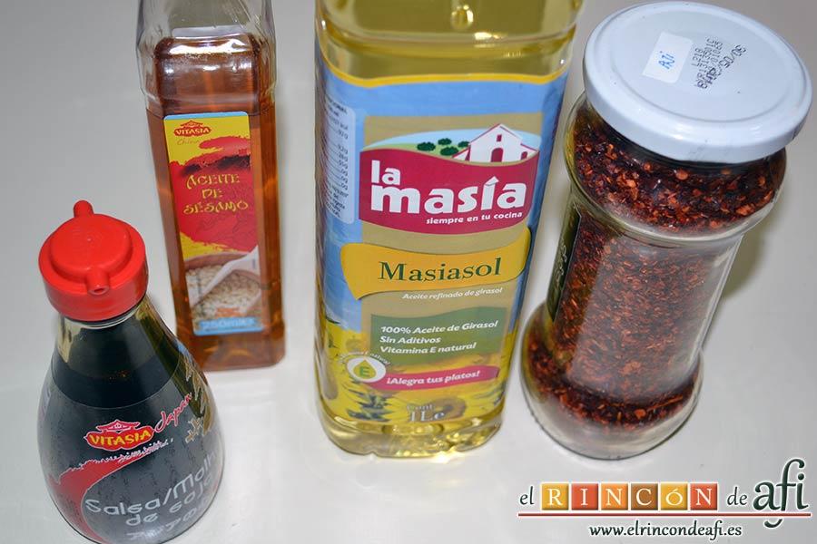 Wok de secreto ibérico con verduras al estilo asiático, preparar el resto de ingredientes