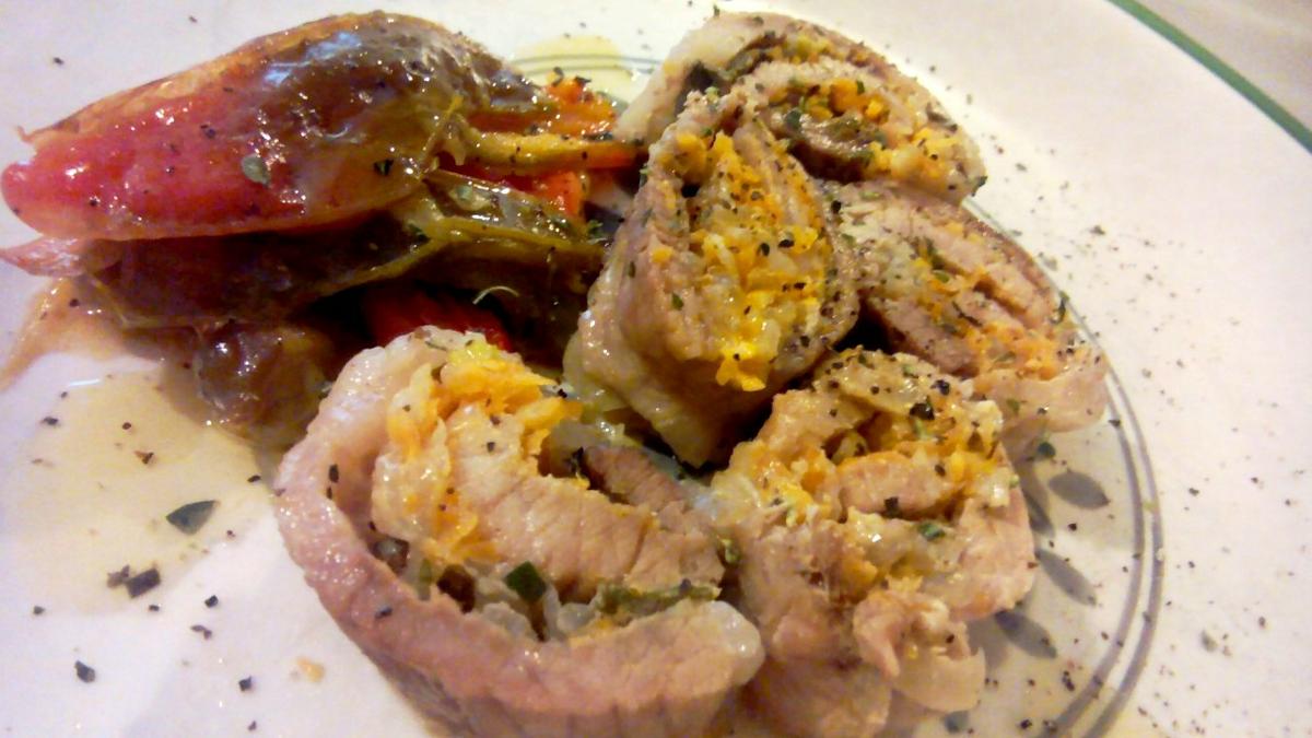 Chuletas de cabeza rellenas - Involtino di prosciutto di maiale - Pork and pepper stew recipe