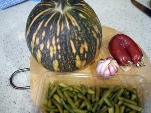 ingredientes para el guiso de garbanzos con calabaza