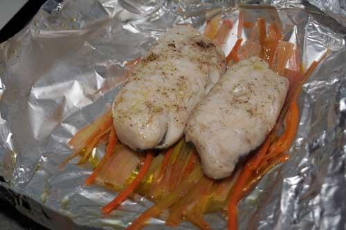 Merluza en Papillote recien hecha