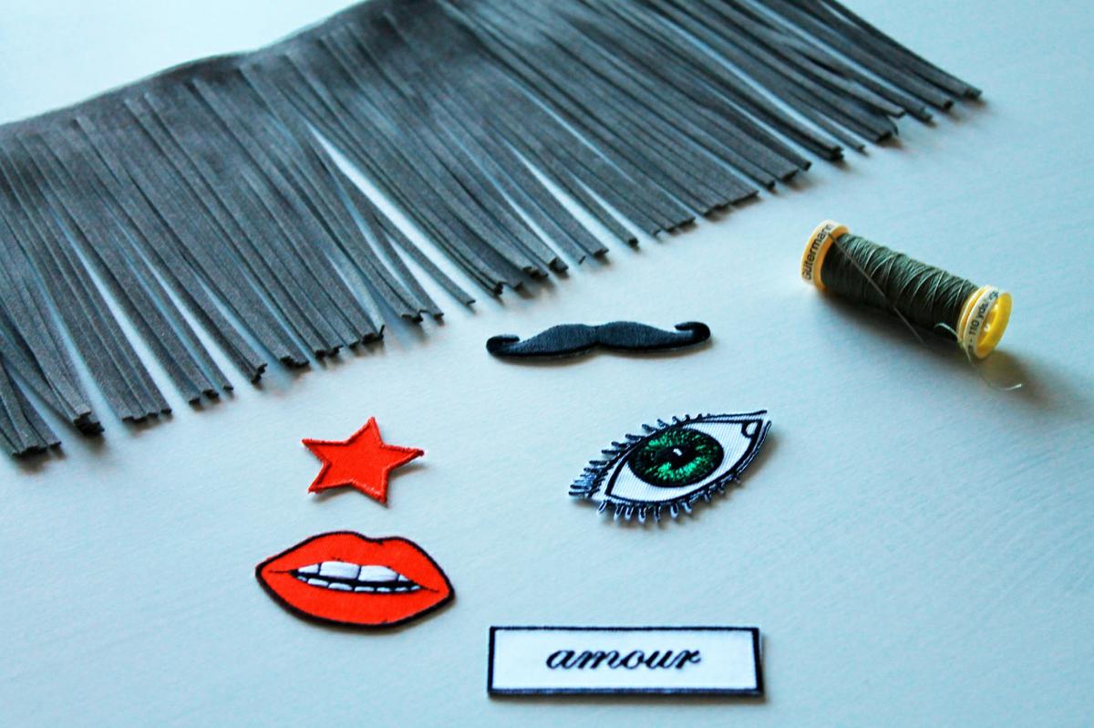 materiales customizar chaqueta con parches y flecos.jpg