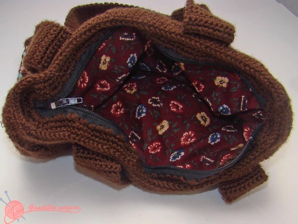 Punto mosaico en ganchillo bolso chocolate 2