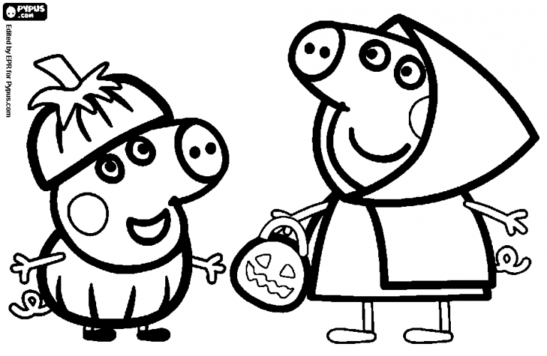 dibujos para colorear de Halloween peppa pig-halloween