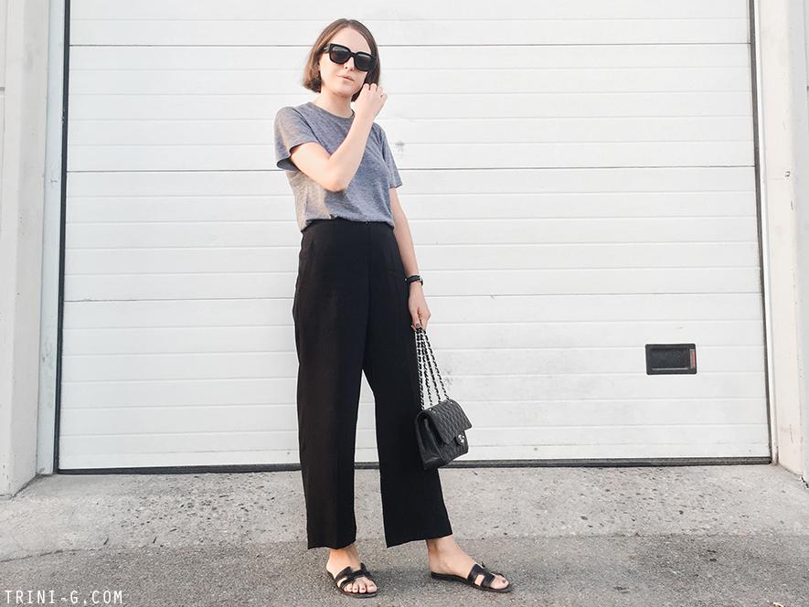 Trini | Theykens Theory trousers Hermes Oran sandals