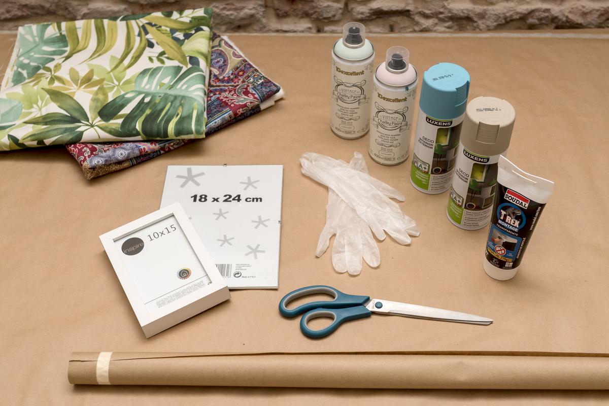 Taller DIY LM decorar un marco con telas - Materiales