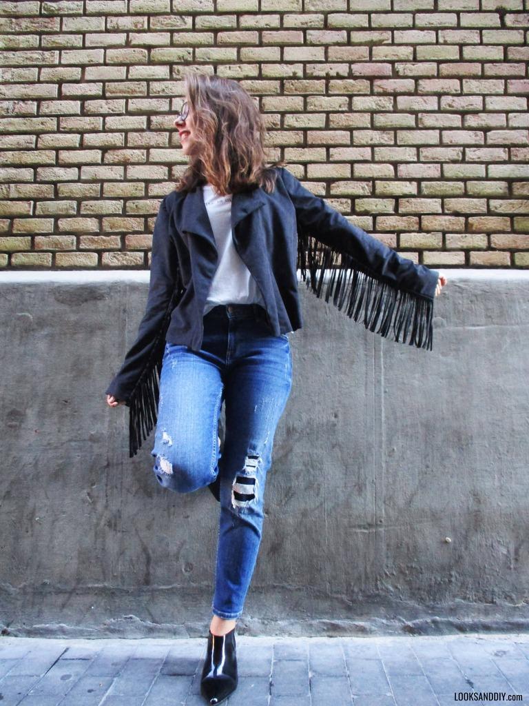 DIY Transforma tu chaqueta con flecos