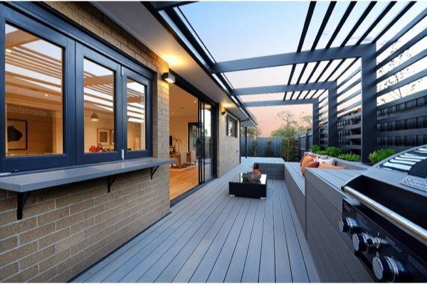 Barbacoa de gas en un ático