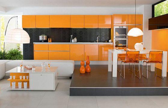 cocina-decorada-en-color-naranja