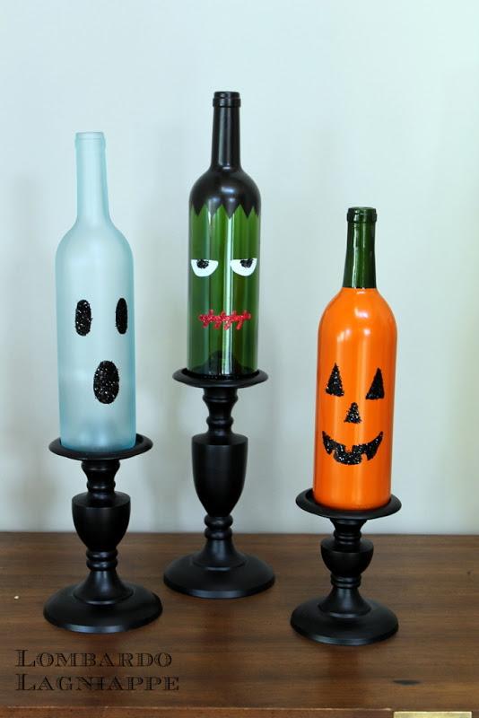 botellas con caras, diy halloween