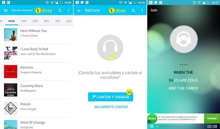 apps karaoke para Android aplicaciones para cantar descargar canciones grabar audio video sonido musica