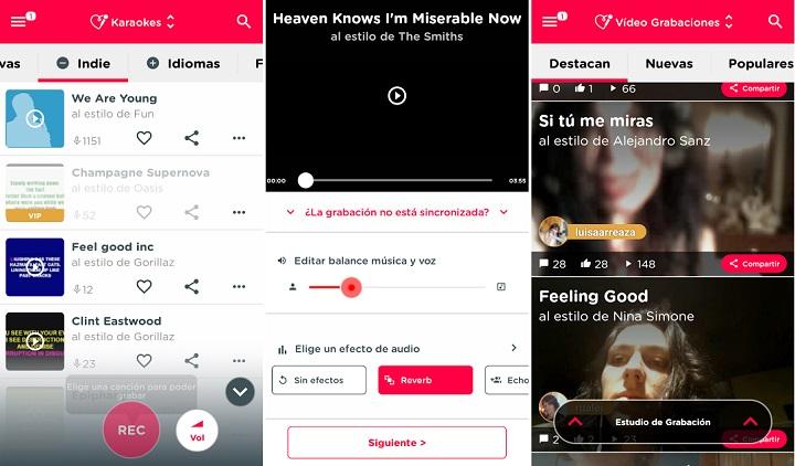 apps karaoke para Android aplicaciones para cantar descargar canciones grabar audio video sonido musica