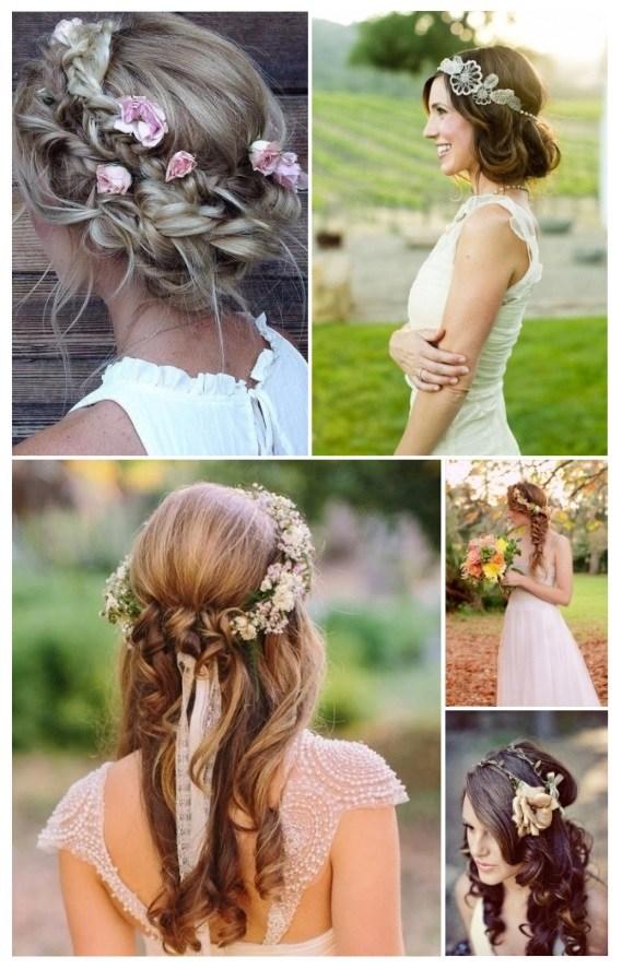 peinados de novia con corona de flores naturales