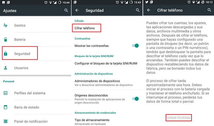 Cómo encriptar cifrar un teléfono android seguridad tarjeta micro SD contraseña PIN acceso bloquear