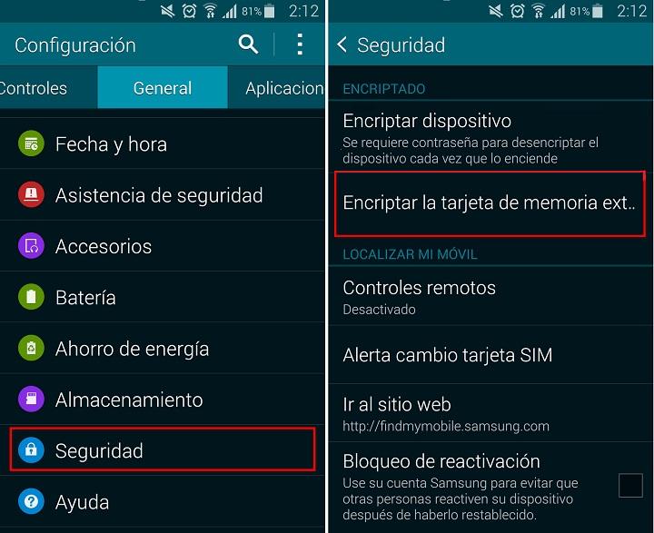Cómo encriptar cifrar un teléfono android seguridad tarjeta micro SD contraseña PIN acceso bloquear