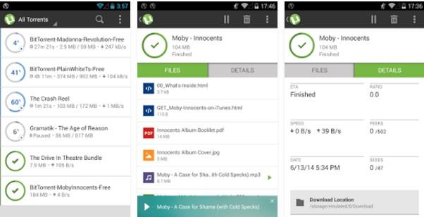 mejores apps para descargar torrents en android descarga peliculas series TV musica ISO linux cliente p2p compartir subida bajada aplicaciones