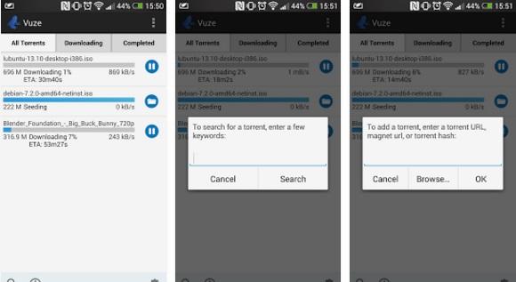 mejores apps para descargar torrents en android descarga peliculas series TV musica ISO linux cliente p2p compartir subida bajada aplicaciones