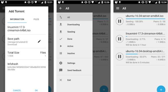 mejores apps para descargar torrents en android descarga peliculas series TV musica ISO linux cliente p2p compartir subida bajada aplicaciones