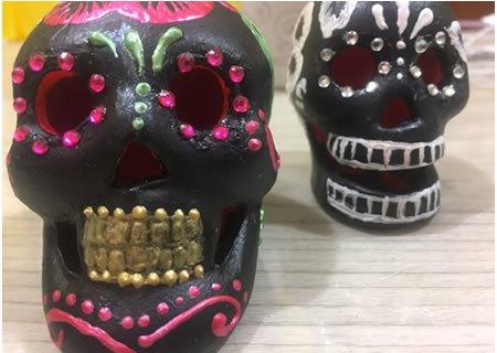 calaveras de ceramica parte de enfrente