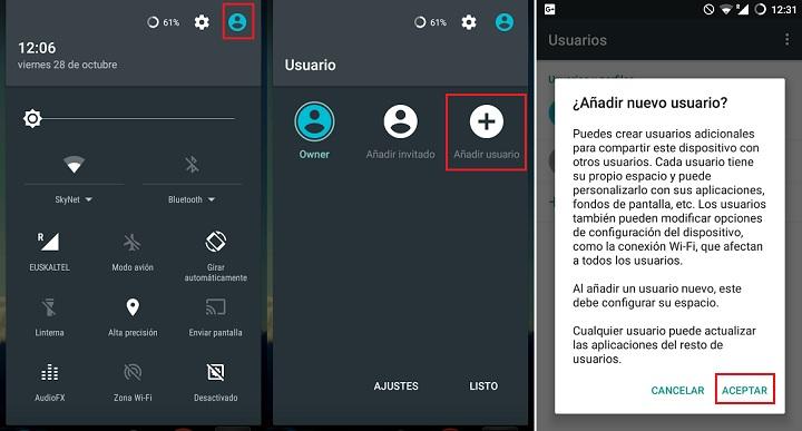 como crear nuevo usuario en Android usuario local de sistema gestionar administrar