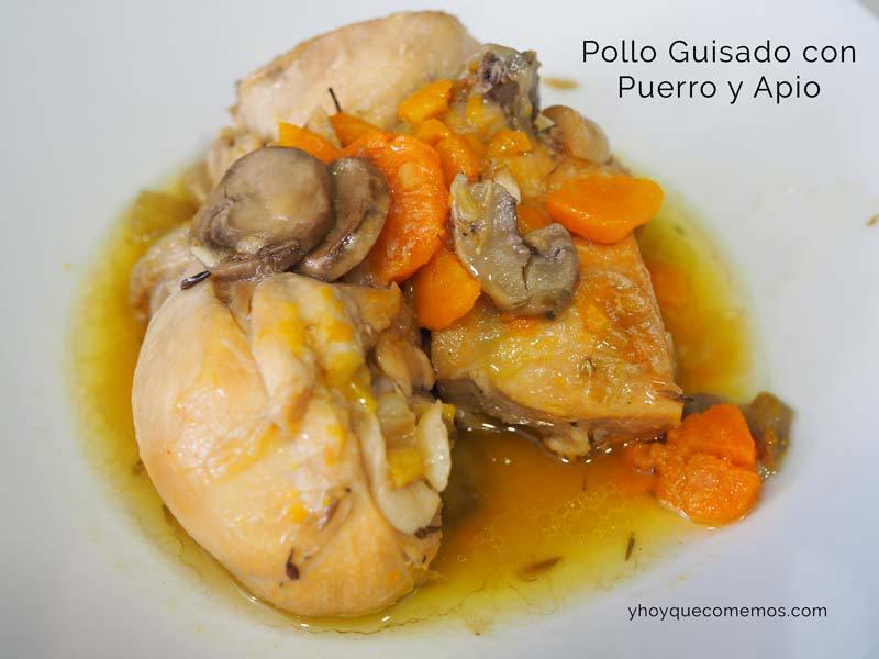 Pollo guisado con puerro y apio